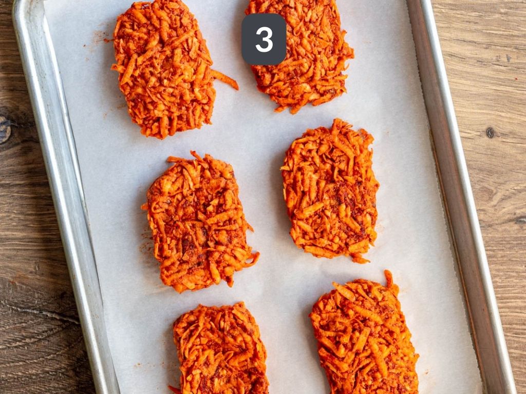 Sweet Potato Hash Browns with Tempeh Sausage